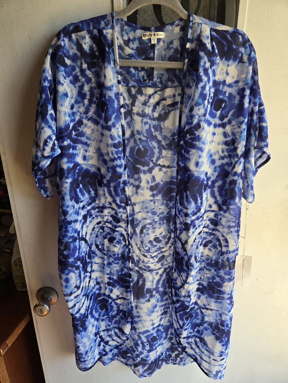 TRULY Blue and White Tie-Dye Open Cardigan NWT